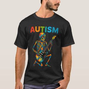 Autismus Skelett Gitarre Spieler Rock Musik Autism T-Shirt
