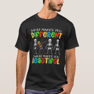 Autismus-Skelett-Puzzleteil-Skelett-Autismus-Bewus T-Shirt