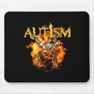 Autismus Skelett Waffen Lustig Feuer Knochen Gruse Mousepad