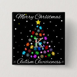 Autismus Snowflake Weihnachtsbaum Button