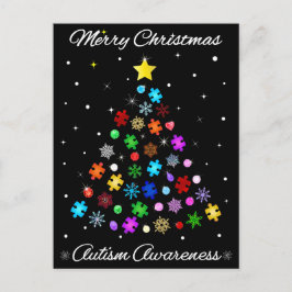 Autismus Snowflake Weihnachtsbaum Feiertagspostkarte