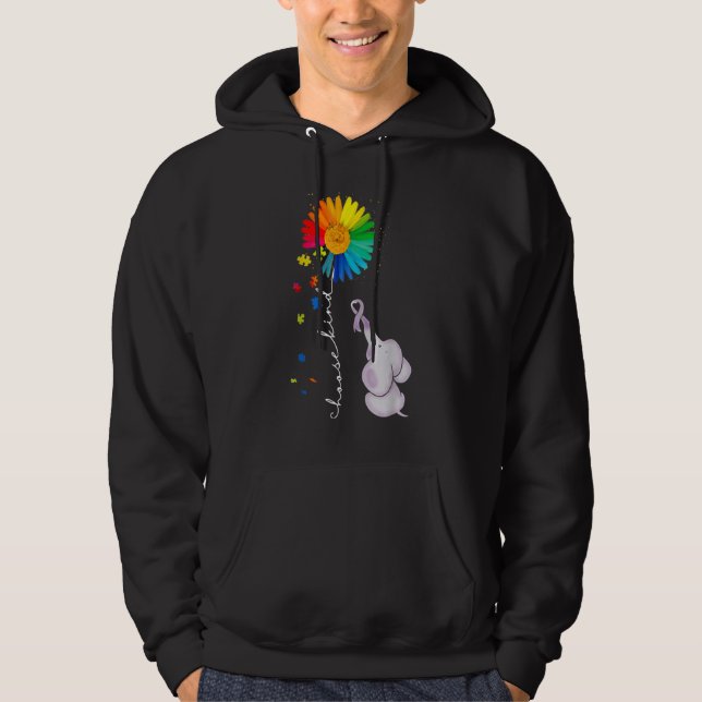 Autismus Sonnenblumen Autismus Bewusstsein Elefant Hoodie (Vorderseite)
