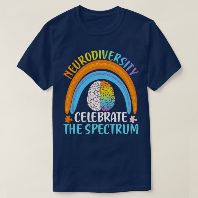 Autismus-Spektrum ASD ADHD Rainbow Br T-Shirt (Design vorne)