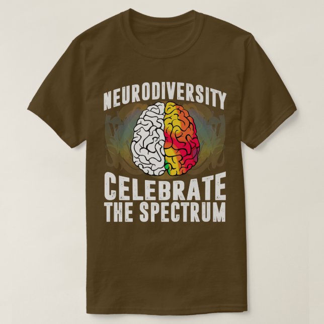 Autismus Spektrum ASD ADHD Rainbow Brain Neurodive T-Shirt (Design vorne)