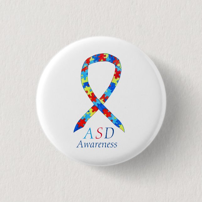 Autismus Spektrumsstörung Puzzle Ribbon Button (Vorderseite)