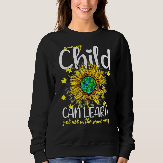 Autismus Spezielle Bildung Lehrer Sonnenblumenpuzz Sweatshirt (Vorderseite)