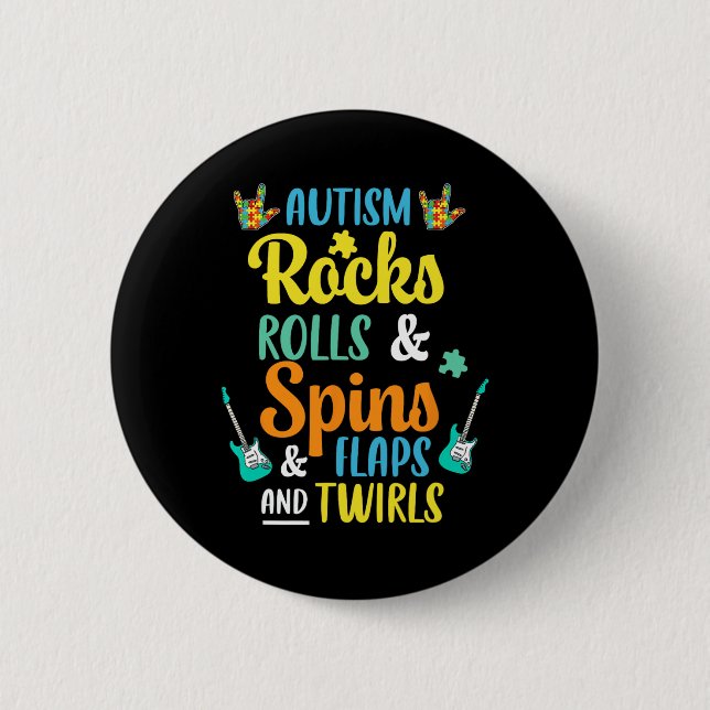 Autismus-Steine und -Rollen, Spins und Flaps und T Button (Vorderseite)