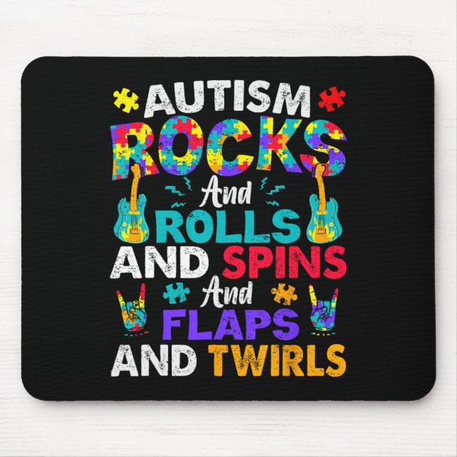 Autismus-Steine und -Rollen und -Spins Mousepad (Vorne)