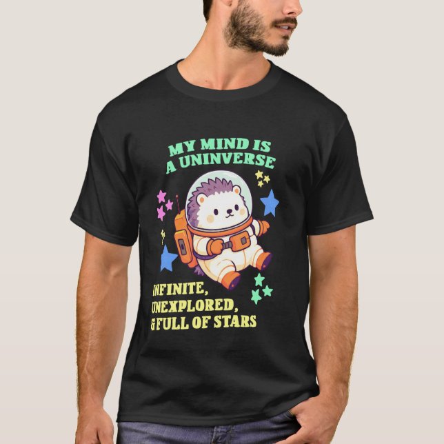 Autismus-Stolz Igel Astronaut- Chibi Igel 1 T-Shirt (Vorderseite)