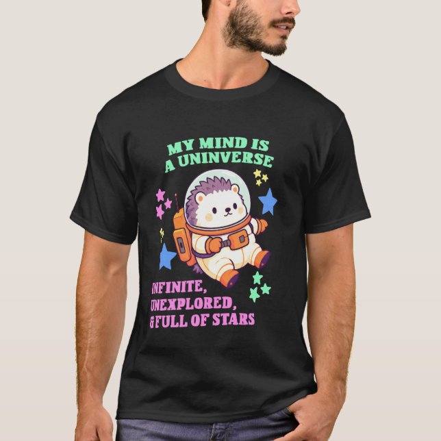 Autismus-Stolz Igel Astronaut- Chibi Igel T-Shirt (Vorderseite)