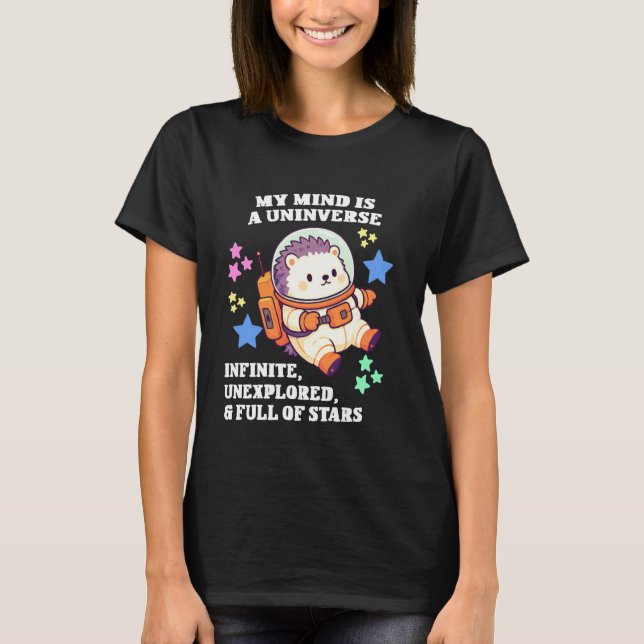 Autismus-Stolz Igel Astronaut- Chibi Igel T-Shirt (Vorderseite)