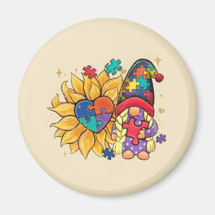 Autismus Sunflower Gnome Magnet