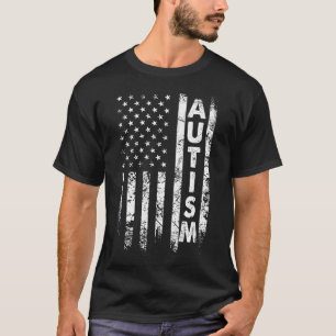 Autismus T - Shirt American Flag Grunge