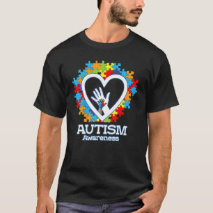 Autismus-Tag Händehalten Puzzle Herz Neuheit Grafi T-Shirt