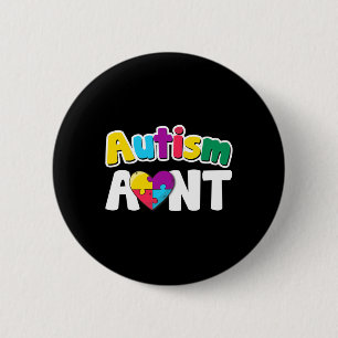 Autismus Tante Bewusstsein Puzzle Pieces Farben Ge Button