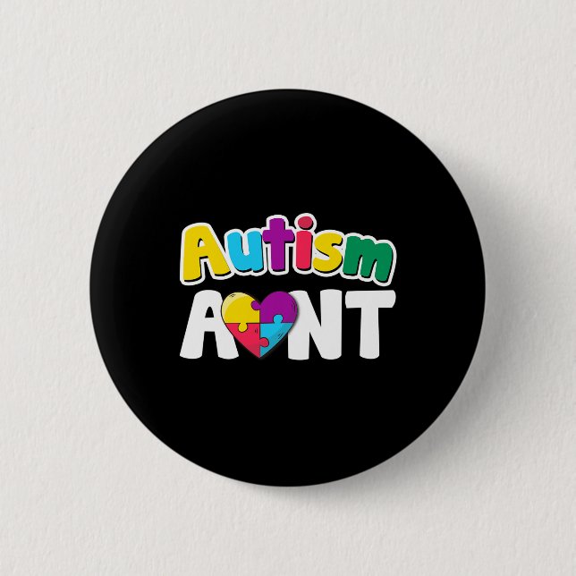 Autismus Tante Bewusstsein Puzzle Pieces Farben Ge Button (Vorderseite)