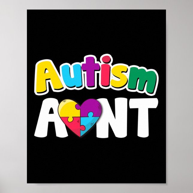 Autismus Tante Bewusstsein Puzzle Pieces Farben Ge Poster (Vorne)