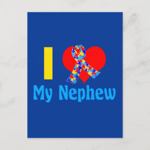 Autismus Tante I Liebe Mein Nephew Blue Heart Postkarte