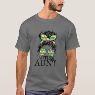Autismus Tante Messy Bun Autism Awareness Auntie S T-Shirt