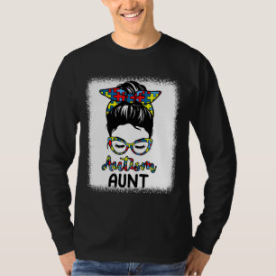Autismus Tante Messy Bun gebleicht Autismus Bewuss T-Shirt