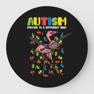 Autismus tanzen Anderer Beat Flamingo Niedlich Große Wanduhr