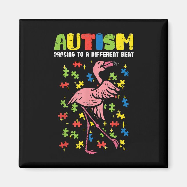 Autismus tanzen Anderer Beat Flamingo Niedlich Magnet (Vorne)