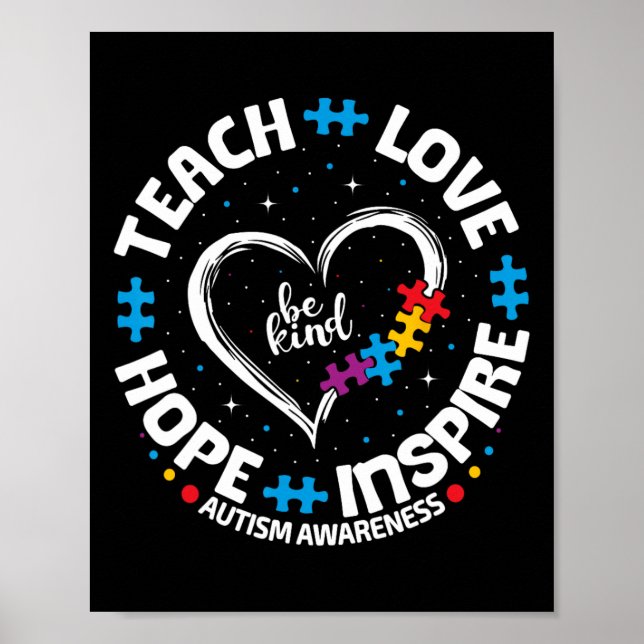 Autismus Teach Liebe Inspirierte Hoffnung Lehrer B Poster (Vorne)