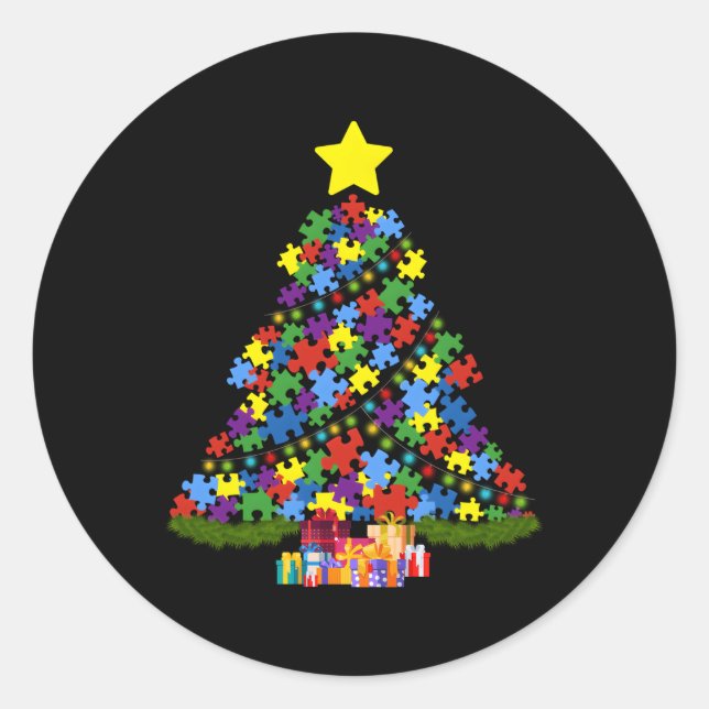 Autismus Tree Autismus Bewusstsein Runder Aufkleber (Vorderseite)