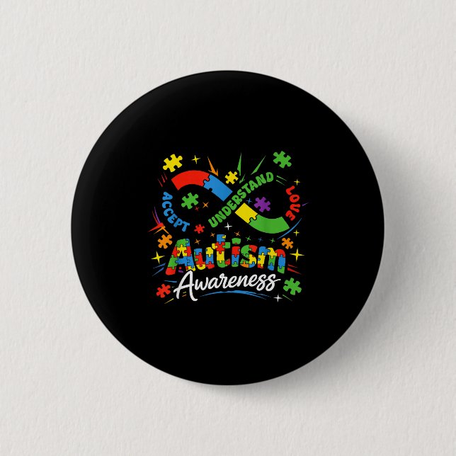 Autismus Unendlichkeit Neurodiversität akzeptieren Button (Vorderseite)