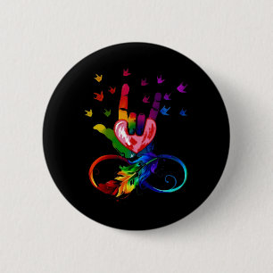 Autismus Unendlichkeit Symbol Asl Hand Gebärdenspr Button