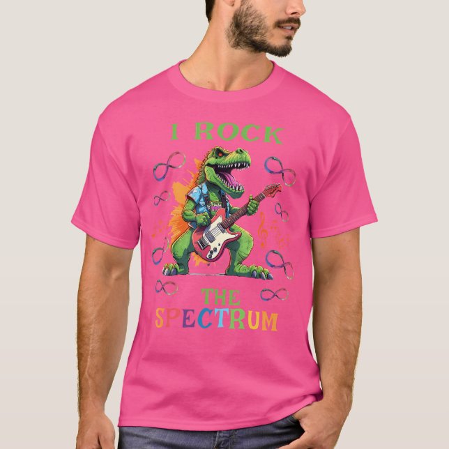 Autismus Unendlichkeit Trex I Rock the Spectrum T-Shirt (Vorderseite)