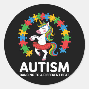 Autismus Unicorn tanzen Anderes Beat-Bewusstsein g Runder Aufkleber