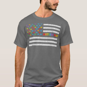 Autismus Vater Amerikanische Flagge Autistische Ki T-Shirt