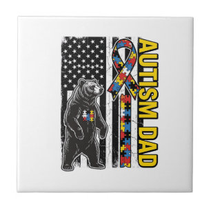 Autismus-Vater-Bär-Flagge-Bewusstseins-Shirt-Desig Fliese