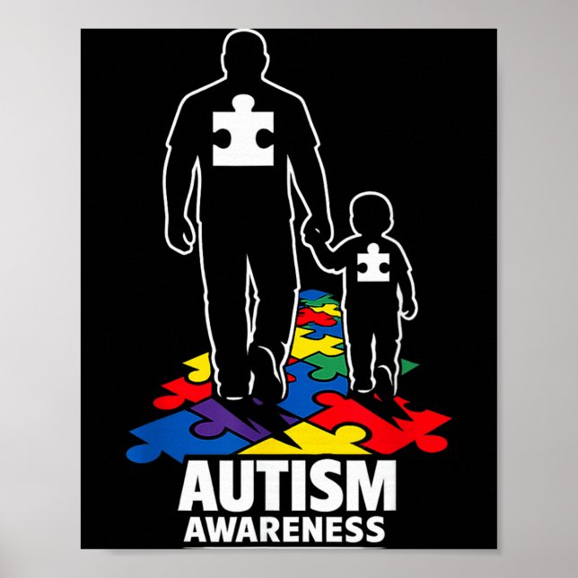 Autismus-Vater-Geht-Zusammen-Puzzle Poster (Vorne)
