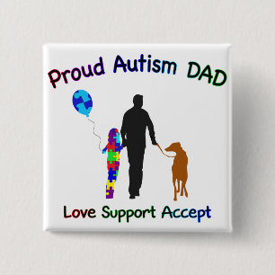 Autismus Vater mit Hund Button