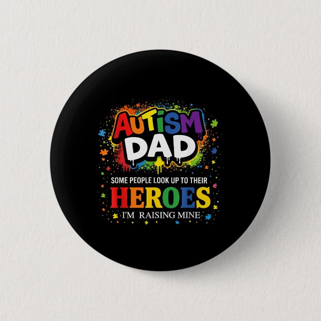 Autismus-Vater Puzzelt Stolzer Sohn Held Autismus- Button (Vorderseite)