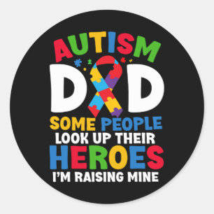 Autismus Vater Puzzle Ribbon Proud Son Hero Autism Runder Aufkleber