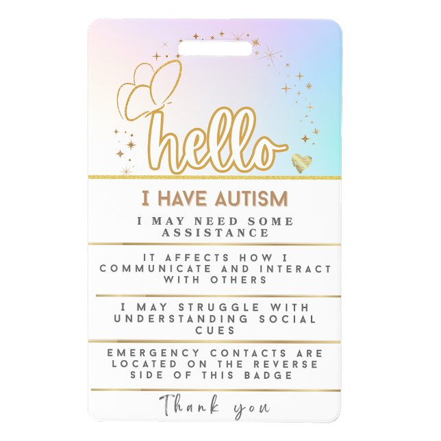 Autismus-Warnung Ausweis für Autisten (Autism Alert Autistic Contact id Badge)