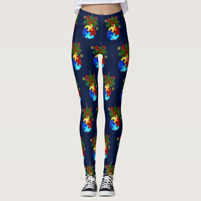 Autismus Weihnachtsbaum Leggings (Vorderseite)