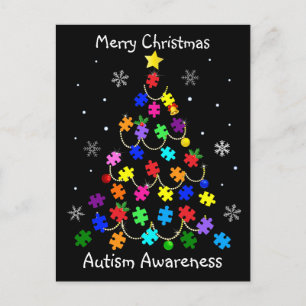 Autismus Weihnachtsbaum Postkarte