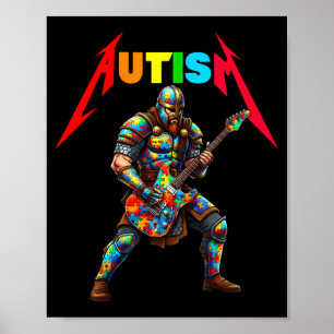 Autismus Wikinger Gitarrist Rockmusik Autismus Poster