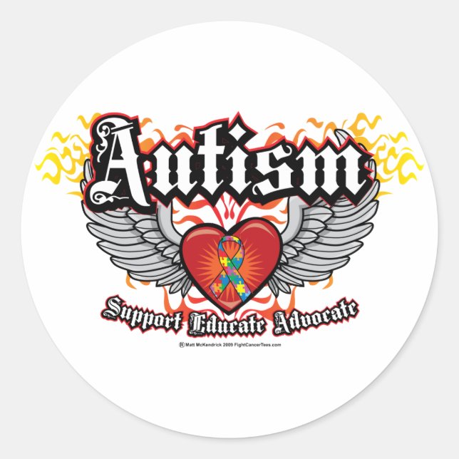 Autismus Wings Runder Aufkleber (Vorderseite)