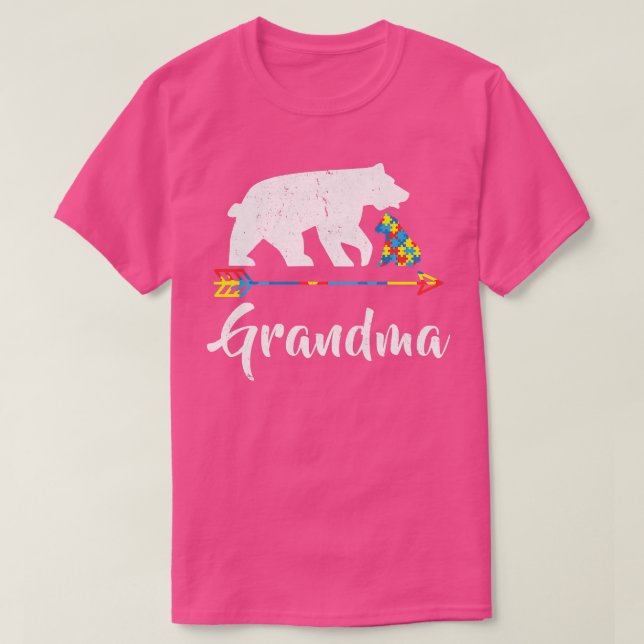 Autismus: Womens Oma Bear Awareness Proud T-Shirt (Design vorne)