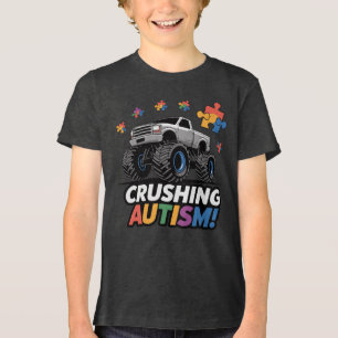 Autismus zerdrückt Monster Truck Autistic Tri-Blend Shirt