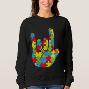 Autismus Zitat Asl Liebe Gebärdensprache Autismus Sweatshirt