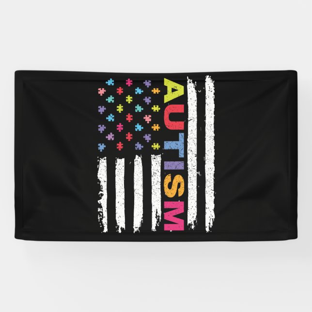 AUTISMUSBEWUSSTSEIN PUZZLE FLAG BANNER (Horizontal)