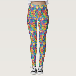 Autismusbewusstseins-Aquarell-Puzzlespielentwurf Leggings