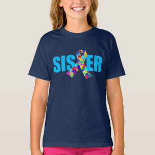 Autisse Sister Niedlich Blue Awareness Ribbon T-Shirt