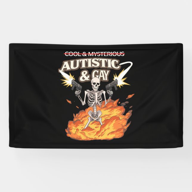 Autistic and Gay Skeleton Funny Autismus Bewusstse Banner (Horizontal)